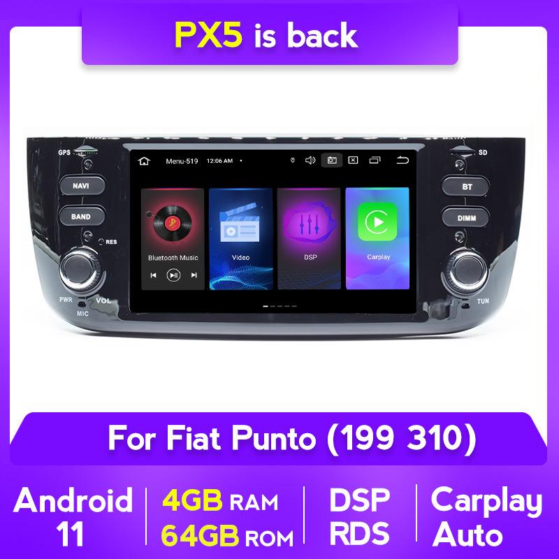 Fiat Punto GPS Навигация Carplay с камерой заднего вида и Bluetooth CD системой