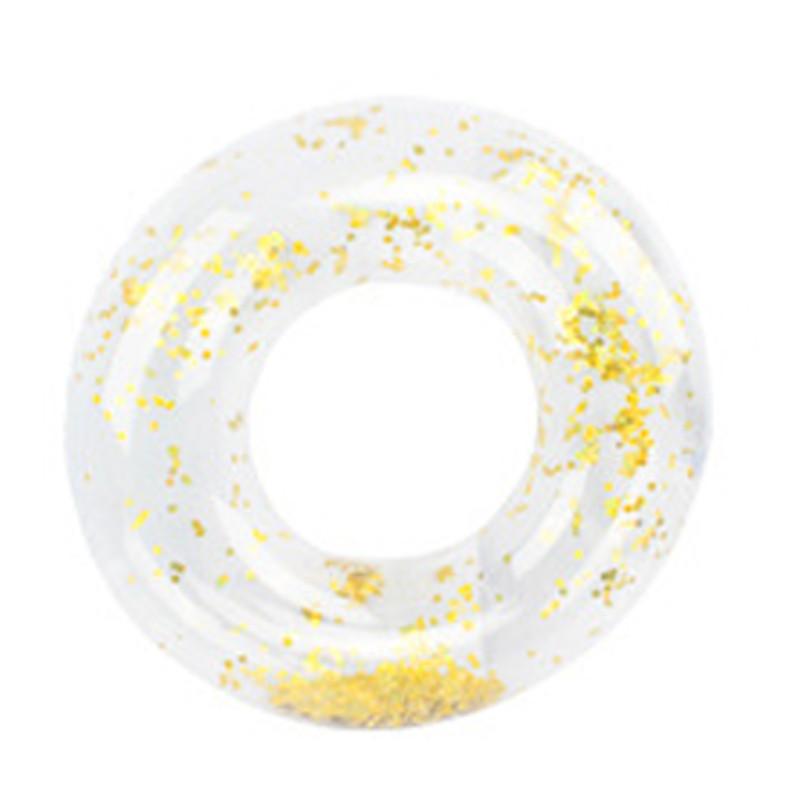 Прозрачный надувной детский плавательный круг с блестками 100 см синий/золотой/фиолетовый для водных развлечений