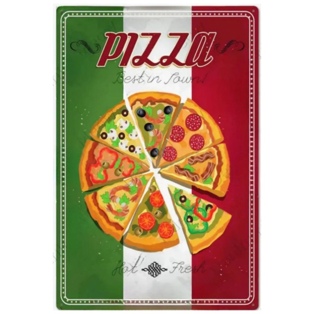 Vintage Pizza Zone Plaque Great Food Metal Sign Pub Bar Home Decoration Best Homemade Poster Italian Pizza Wall Art Plate
