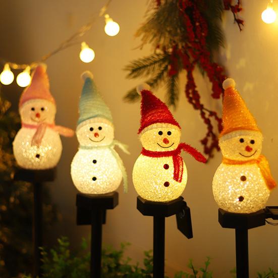 Солнечные наземные лампы, уличные рождественские светильники в форме снеговика, энергосберегающие декоративные светильники для сада и двора
