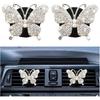 2PCS Bling Butterfly Car Freshener Air Vent Clips, Sparkling Crystal Rhinestone Auto Diffuser Clamps, Full Diamond Vehicle Interior Decoration Charm