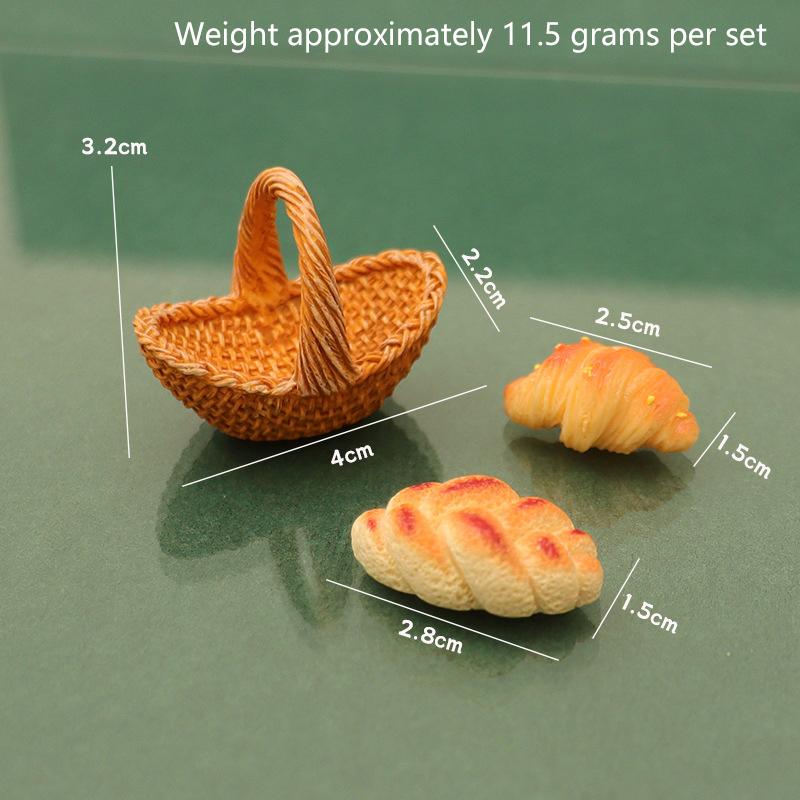 Miniature Dollhouse Fruit And Bread Basket Model Accessories Pretend Kitchen Food For Doll Toy Scene Photography Props