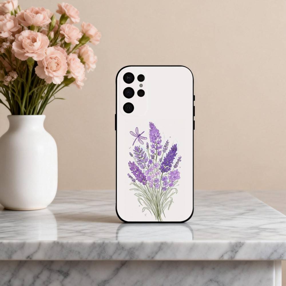 P-Purple L-lavender Phone Case For Samsung S25,24,23,22,30,21,10,9,Ultra,Plus,Lite,FE,4,5 G Soft Black Case