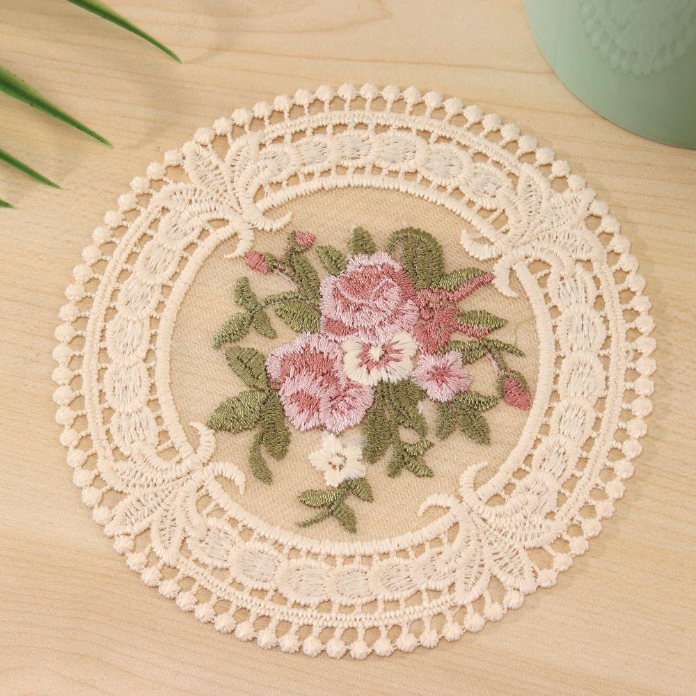 Embroidery Fabric Table Decoratio Insulation Mat Plate Mats Lace Coaster Coffee Cups Coasters
