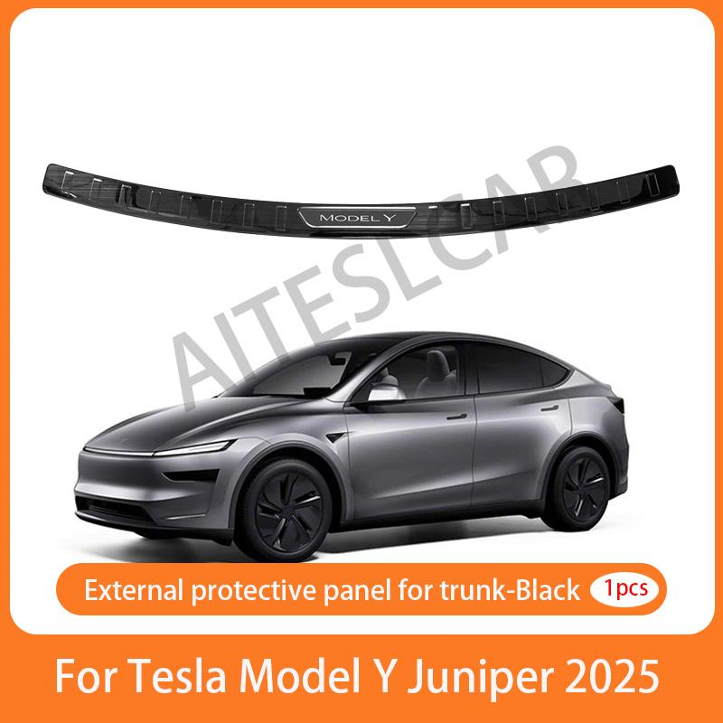 For Tesla Model Y Juniper 2025 Rear Trunk Sill Guard Bumper Foot Plate Door Protector Stainless Cover Decorative Car Accessories