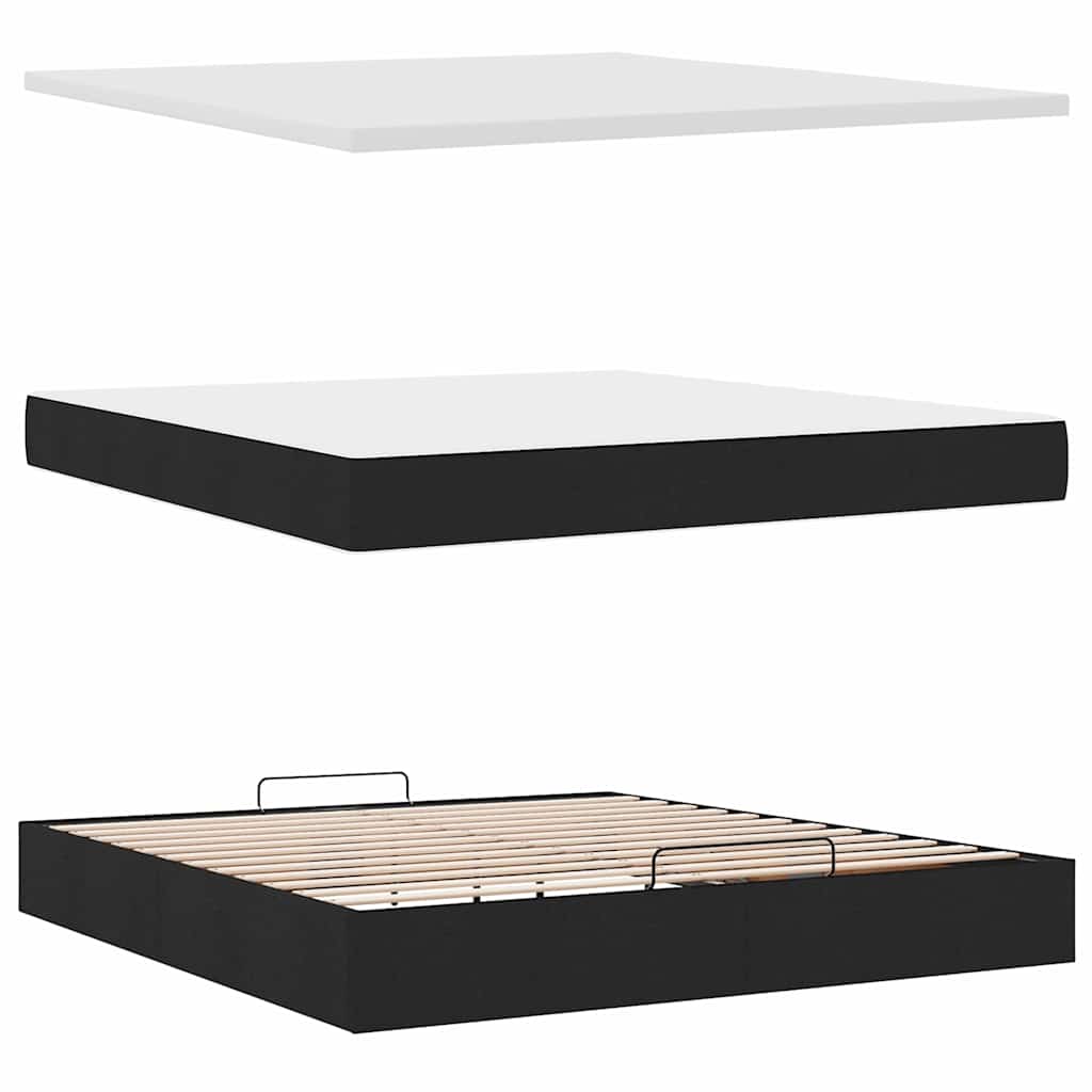 Ottoman Bed with Mattress Black 160x200 cm Fabric