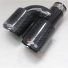Universal Pair Left + Right Glossy 100% Real Carbon Fiber 63mm In 89mm Out Car SUV Dual Pipe Exhaust Pipe Tail Muffler Tip Full Black