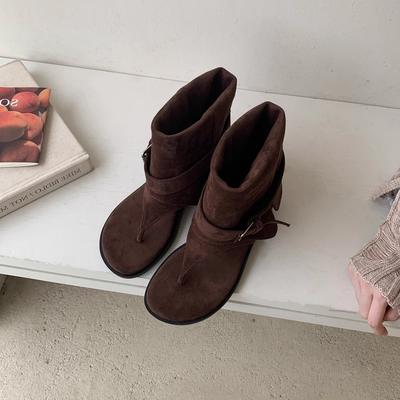 HZ2 реальное фото BEILISI анти-бархатная поверхность носок елочка римские крутые ботинки с открытым носком короткие ботинки женская мода простые 055-2