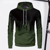 Spring Fall Men Sport Hoodie 3D Contrast Color Printing Drawstring Hooded Long Sleeves Elastic Cuff Hem Outdoor Fitness Baseball Hoodie