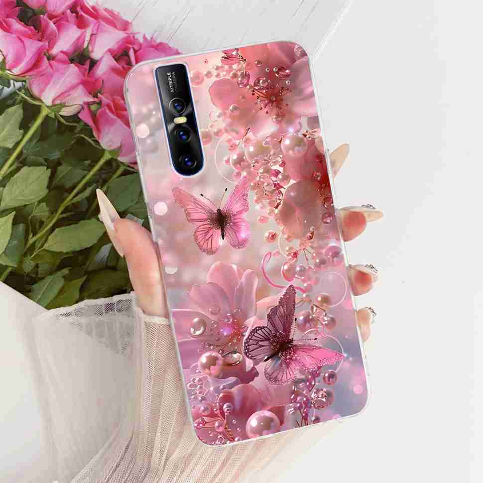 For Vivo V15 Pro Casing Soft Silicone Colorful Butterfly Cover For Vivo V 15 V15 VivoV15 Pro Fundas Capa Full Protective Case