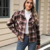 Новый осенне-зимний длинный рукав свободный карман клетчатый топ женский пальто клетчатая рубашка с лацканами длинный рукав