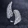 Huitan Angle Wing Design Women's Open Ring with Cubic Zirconia Aesthetic Style for Wedding Party Accessories Anniversary Gift