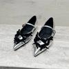 Fashion Spring and Autumn New Rhinestone Temperament Pointed Toe Low-heeled Mary Jane Shoes French Women's Singles Shoes