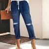 2024 Casual Drawstring Stretch Ripped Woman's Jeans