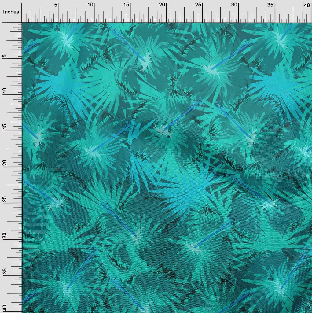 oneOone Хлопковая гибкая темно-бирюзово-зеленая ткань, тропические абстрактные листья, шитье, ремесленные проекты, принты на ткани в ярдах, 40 дюймов