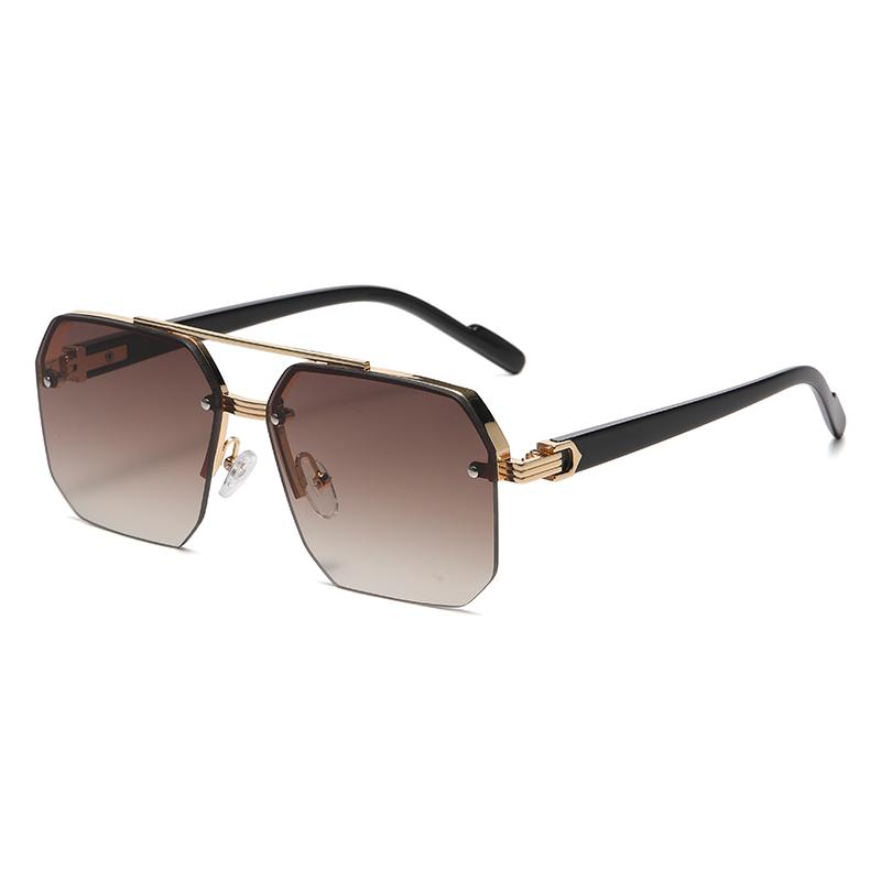 Защитные очки Мужские Металлические Солнцезащитные очки Квадратные Полуободковые Рисовые гвозди Повседневный Тренд Личность Мода Уличные Спортивные Очки