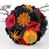 Faux Flower Bouquet Gothic Style Wedding Bouquets for Bride And Bridesmaid, Artificial Halloween Bouquet, Flowers Black Rose Blooms Fake Centerpiece,