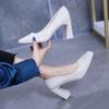 Fashion Formal On Heeled Shoes for Women 2024 High Heels Normal Leather Casual Pumps Ladies Summer Footwear Square Beau Today Trend E