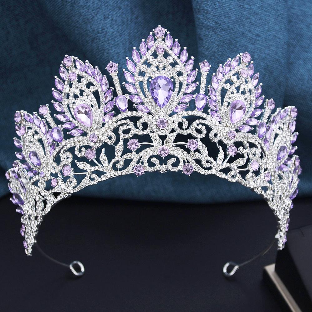 Royal Queen Opal Green Crown Big Diadem Bride Crowns for Women Tiaras Wedding Party Bridal Crown Hair Dress Jewelry Accessori