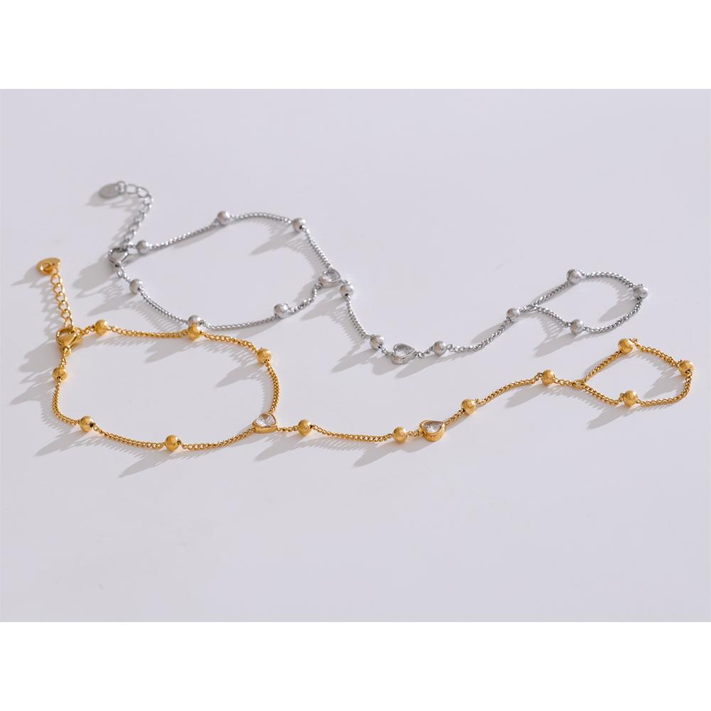 Yhpup Модный браслет-цепочка на тыльную сторону кисти с циркониевыми бусинами из нержавеющей стали, модный, шикарный, сексуальный, водонепроницаемый, оптовый, подарок