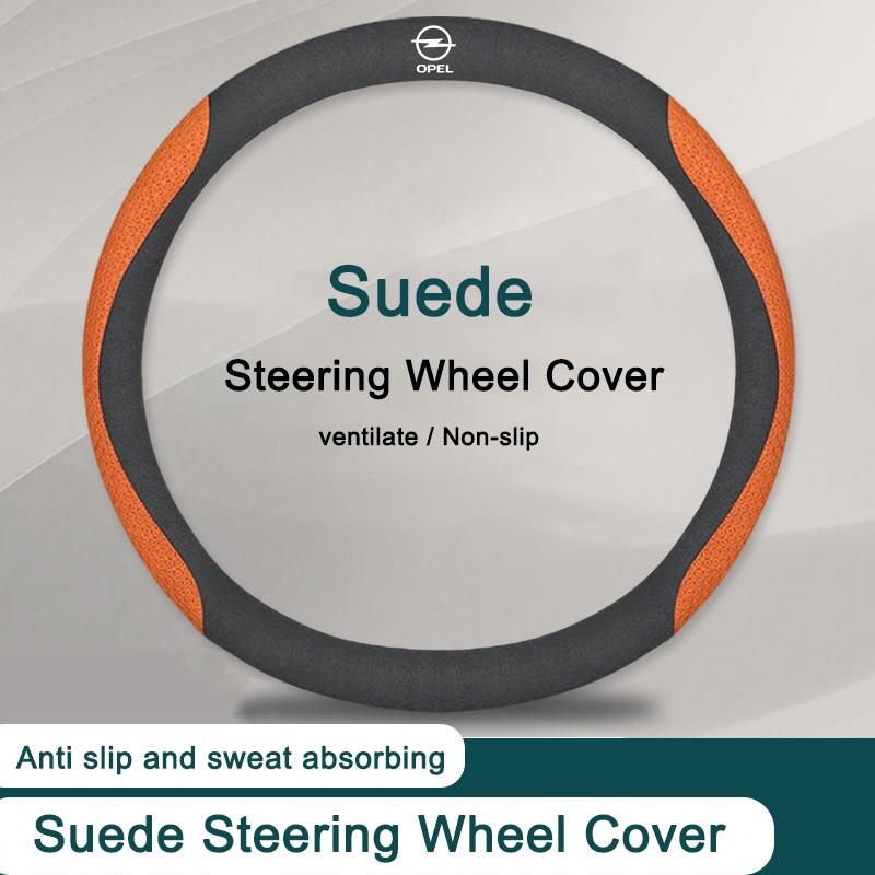 AAAYQ1 O Shape Premium Car Suede Leather Steering Wheel Cover Anti Slip Sweat Absorbing For Opel Zafira b Corsa d Insignia Mokka Regal