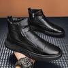 Модные зимние мужские кожаные ботинки для мужчин, теплые плюшевые внутри, высокие кожаные повседневные туфли на платформе, зимние, щиколотки, толстые плюшевые хлопковые туфли