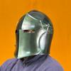 Green Barbuta Helmet Medieval Knight Armor 18g Mild Steel LARP Cosplay Warrior Helmet Visored for Halloween Collectors
