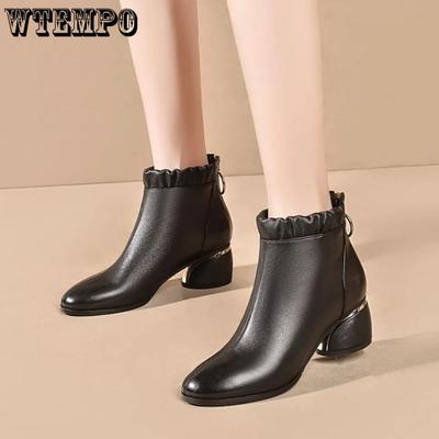 Модные женские высокие сапоги, черные сапоги на низком каблуке, теплая зимняя обувь