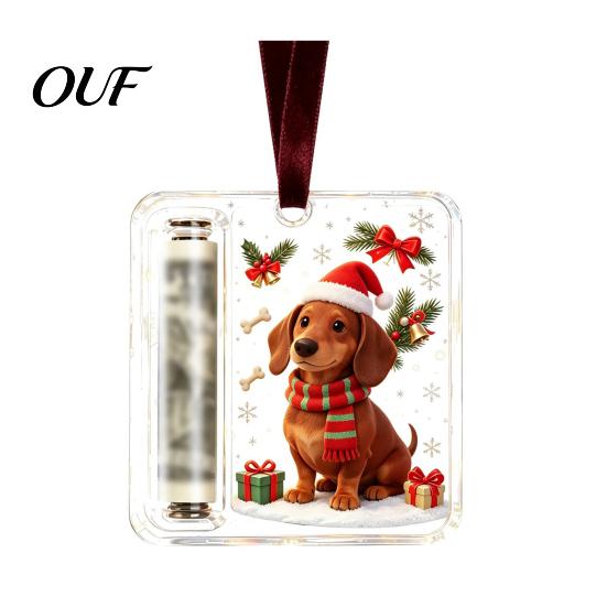 Rolled Money Holder Christmas Ornaments for Cash, Clear Acrylic Xmas Tree Cash Decorative Container Gift Hanging Decorations Holiday Party Favors,