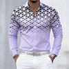 17 Colors of Men's Shirts, Fashionable Geometric Pattern Print Long Sleeve Shirts, Personalized Trendy Slim Lapel Casual Shirts