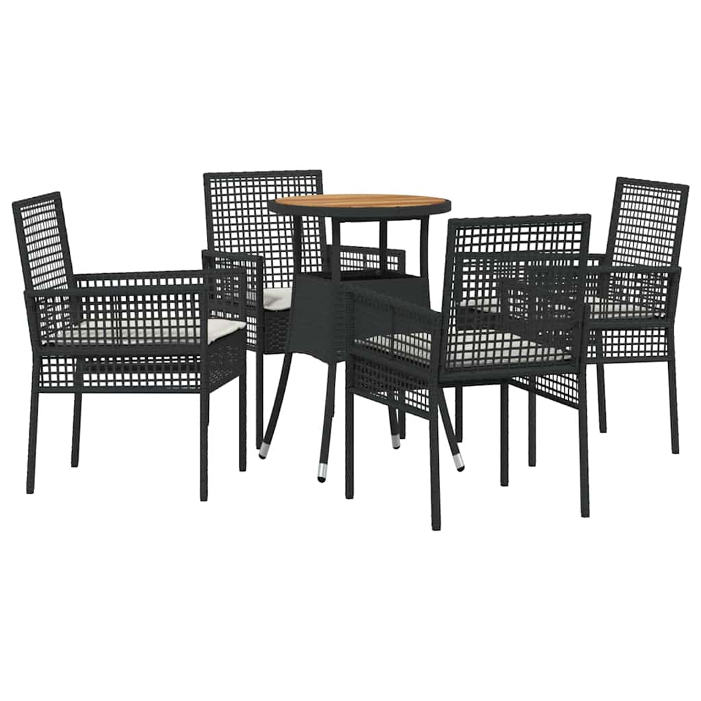 Garden Dining Set 5 pcs Black Poly Rattan
