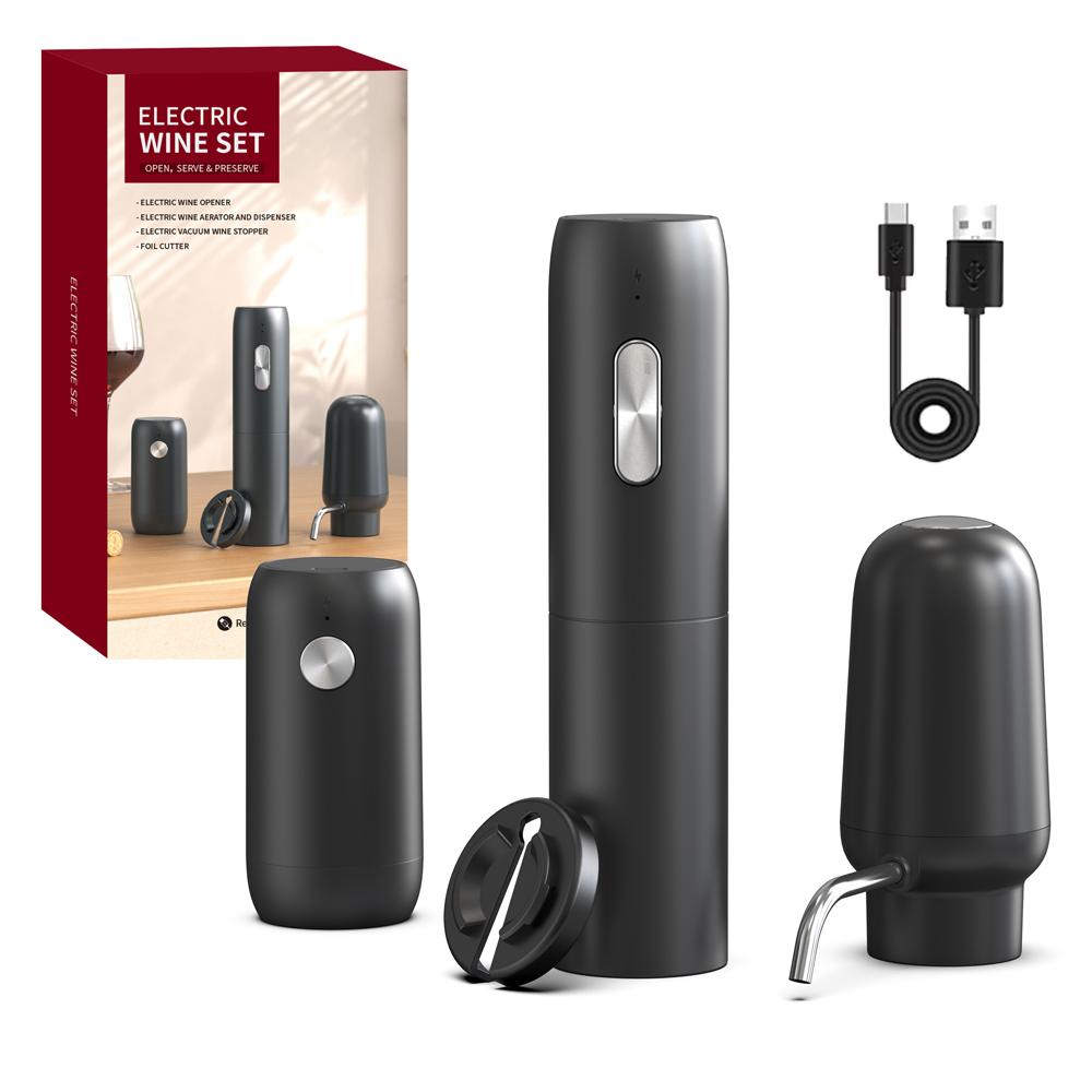 Upgraded Electric Wine Bottle Opener USB Rechargeable Automatic Wine Corkscrew One-click Button Wine Opener Set Kitchen Tools