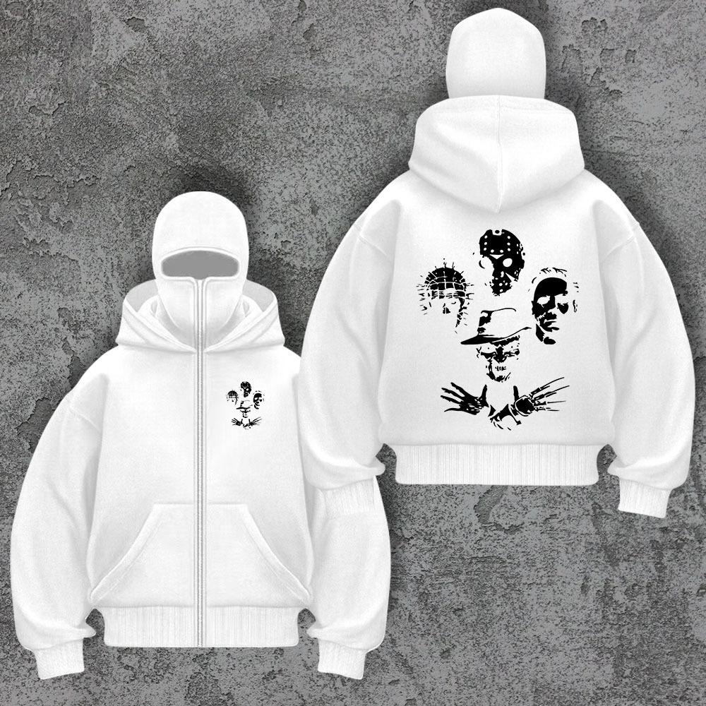 Трендовый бренд Бархатный двойной капюшон Уникальный дизайн Толстовка с капюшоном для осени и зимы, Новая унисекс свободная толстовка Y2K