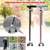 2 Pcs Folding Adjustable Safety Walking Stick Cane LED Light Strap Handle Metal 3 Pivoting Trusty Base For Old Man Trekking ABS And Aluminum