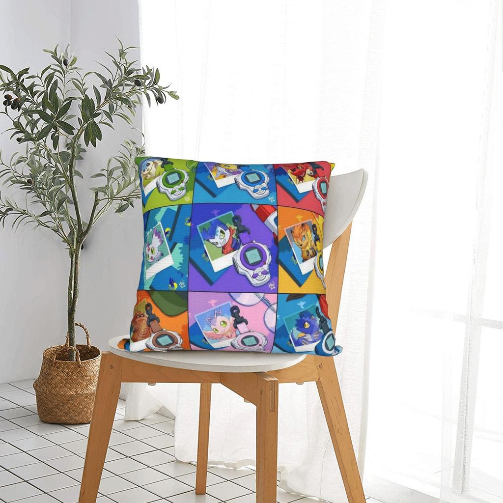 Digimons Cartoon Square Pillow Case Cushion Covers Creative Polyester Decorative Pillowcase For Home 40X40Cm