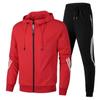 Men's Casual Sports Suit Three Bars Hooded Zipper Hoodie Long Pants Sports Suit
