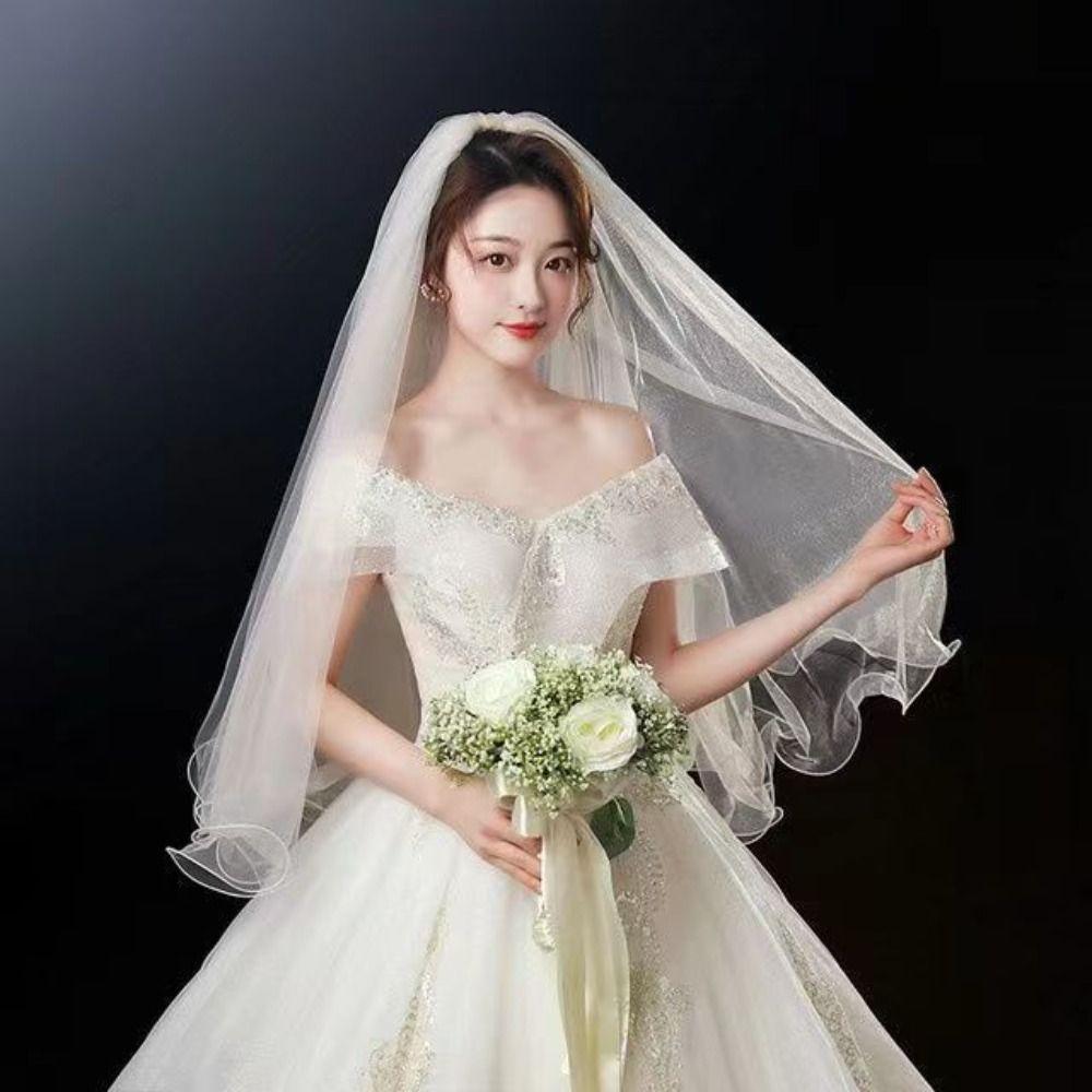 Двухслойные свадебные фаты короткая марля на голову невесты новая свадебная фата аксессуары для невесты