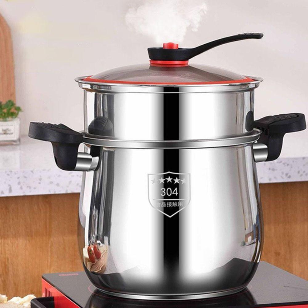 304 Stainless Steel Soup Pot Non-Stick Stockpot Kitchen Cookware Micro-Pressure Cooker Porridge