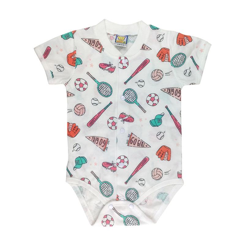 Baby 100% Cotton Short Sleeve Romper Boys And Girls Summer Printing O Neck Snap Button Newborn Clothing