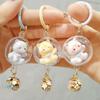 1PC Bag Ornament Accessory Cartoon Cat Keyring Cute Hanging Pendant 3D with Bell Keychain Cat Wind Chime