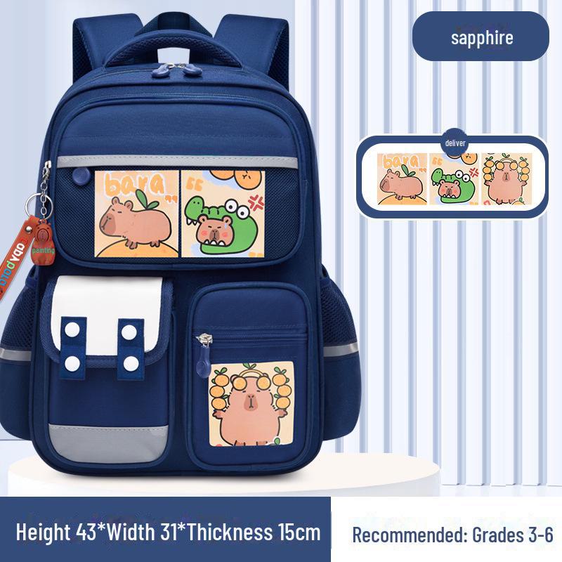 Рюкзак большой вместимости с капибарой для 1-6 классов - Милый и грязеотталкивающий дизайн для мальчиков и девочек