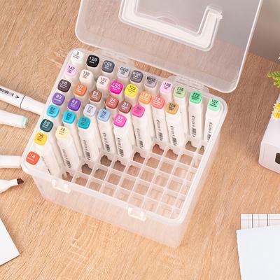 12/24/36/48/60/80 Ячеек Коробка для хранения маркеров Портативный пенал для акварельных карандашей для рисования Для живописи Пластиковая коробка-органайзер для канцелярских товаров