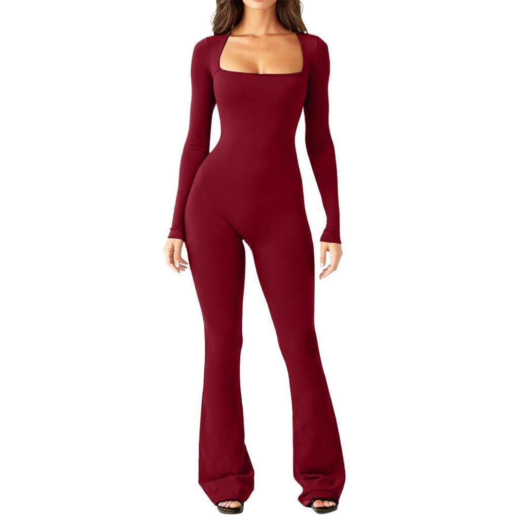 Woman‘s’ Wide Leg Jumpsuits For Women Long Sleeve Sexy Bodycon Casual Unitard Workout Outfits Fall
