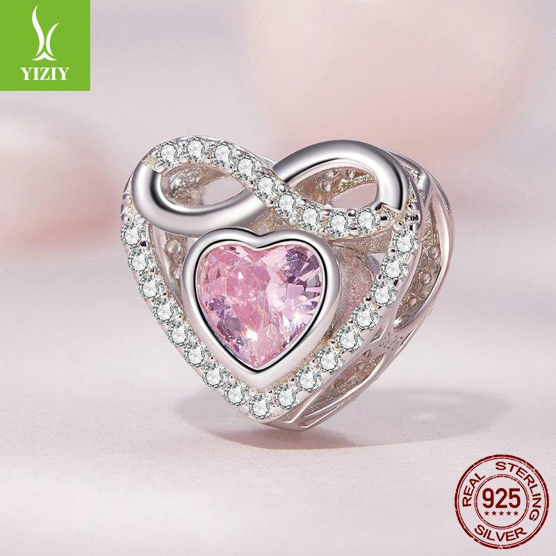 Серебро 925 пробы, Бусины Любви, Россыпные Бусины, Красочные Бусины-Сердечки для DIY Украшений, Аксессуары