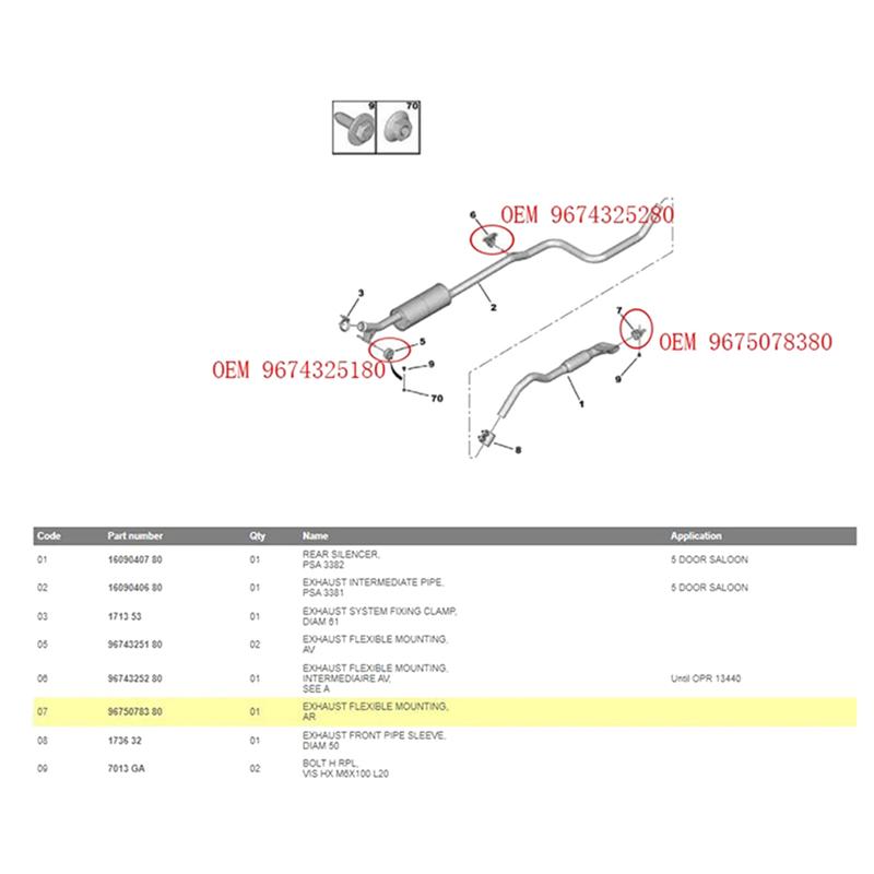 НОВИНКА-3X 9675078380 Эластичное крепление выхлопной трубы автомобиля Для 308 II 308 SW II 2013-2025 Кронштейн крепления глушителя