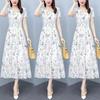 Белое цветочное шифоновое облегающее офисное женское платье, летнее элегантное повседневное выпускное длинное платье 2025 года, женское винтажное вечернее платье