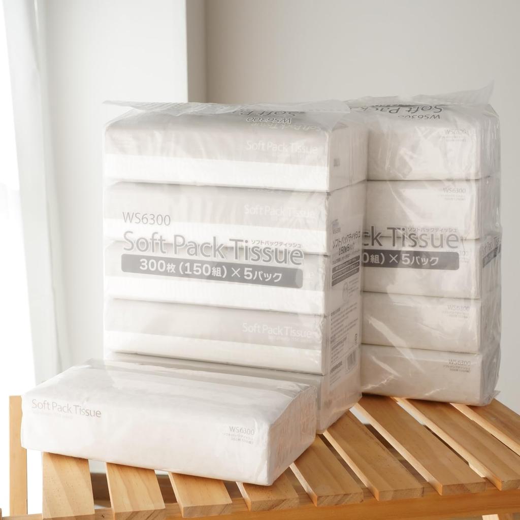 Soft Pack Tissue 300 Sheets 5 Pieces X 24 Packs [Case Sales] (150 Pairs)