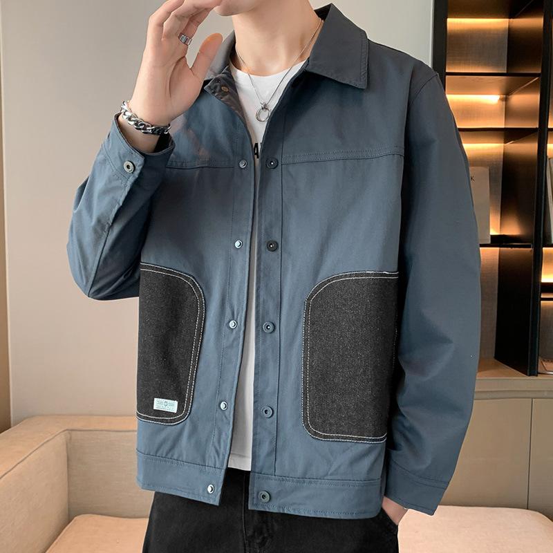 Men's Spring and Autumn Jackets, Men's New Korean Style Trendy Tops, Casual Workwear Jackets, Lapels, Versatile Men's Clothing