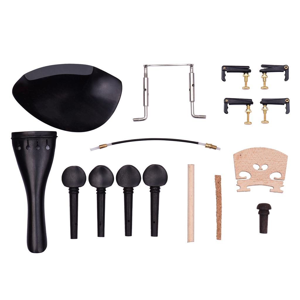 4/4 Full Size Violin Accessory Kit Chin Rest Chinrest Clamp Tailpiece 4 Tuning Pegs 4 Fine Tuners