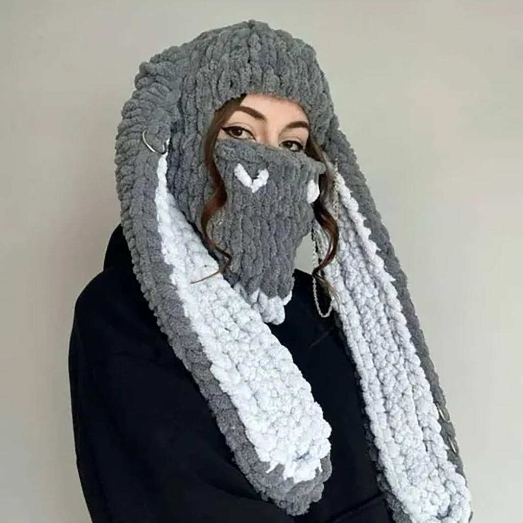 Большая шапка с заячьими ушками, теплая шапка из толстого бархата ручной работы